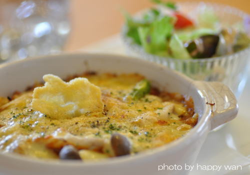 アスパラときのこのチキンカレー焼きドリア