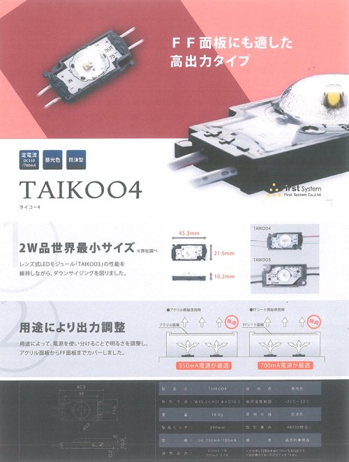 LED新商品　世界最小サイズ「タイコー4」