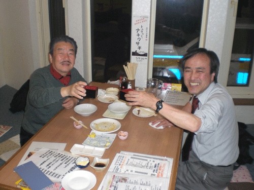 昨夜のお客さま! 枡酒で乾杯♪