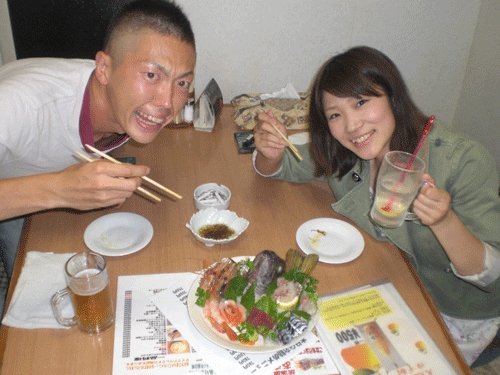 昨夜のお客さま!　お刺身を食べるぞ♪