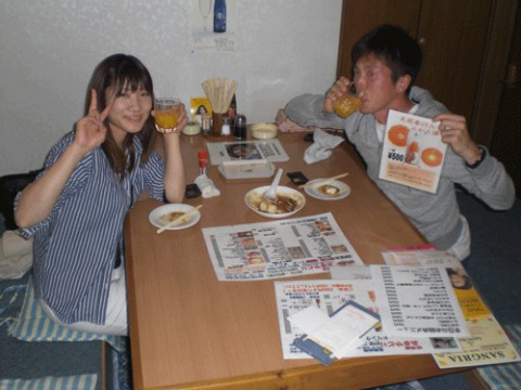 昨夜のお客さま!嫁さんはみかん酒がお気に入り♪