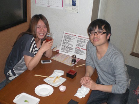 昨夜のお客さま!日本酒は升酒でしょう♪