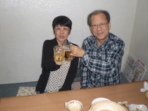 昨夜のお客さま!おふたりでかんぱ～い♪