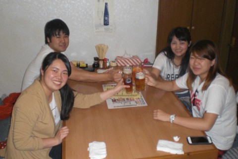 昨夜のお客さま!みんなでかんぱ～い♪