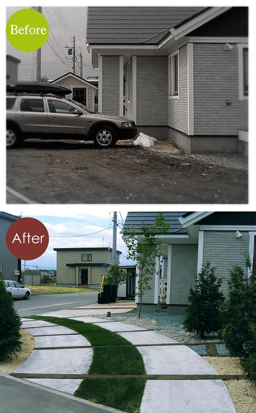 庭・Before & After/駐車場の舗装・2