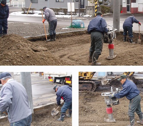 舗装の基礎としての砂利