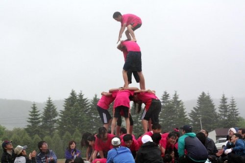 小雨の中　運動会