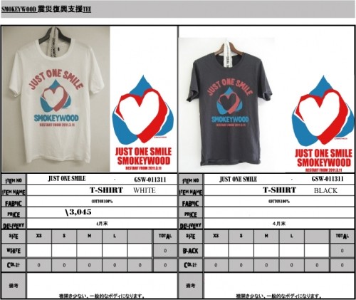 SMOKEYWOOD震災復興支援チャリティTEE