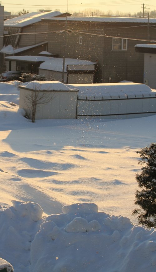 ダイヤモンドダストと夕張方面の雪景色とDB