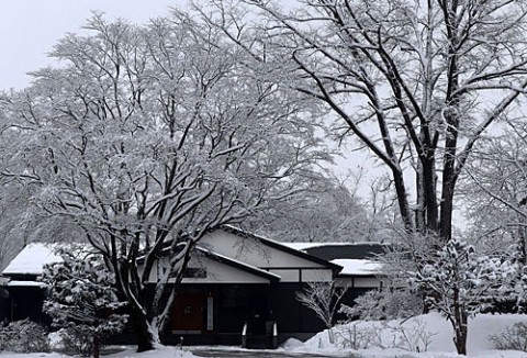 水公園の雪景色