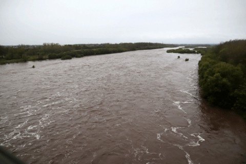 増水していた十勝川