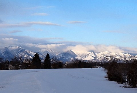 河川敷は硬雪になりました