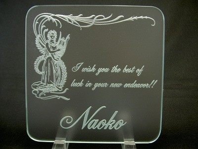 エッチング教室の生徒さんが作ったガラスマウスパット