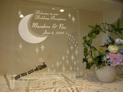 ｃｈａｉ掲載ガラスのウエルカムボード