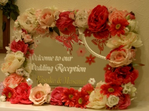 お花いっぱいのオリジナルウエルカムボード♪