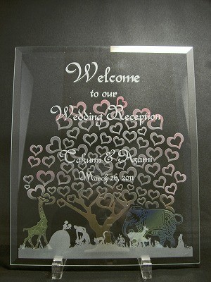 ご縁で繋がったガラスタイプのウエルカムボード♪
