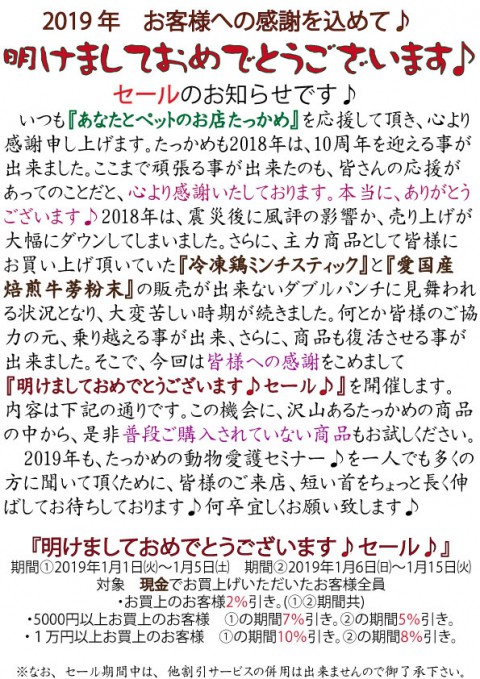 明けましておめでとうございます♪セール♪