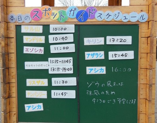 4月29日のスポットガイドの予定表