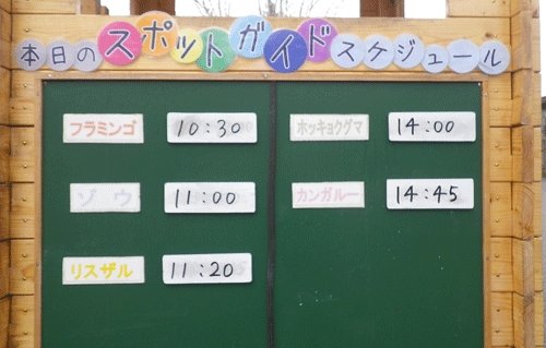 5月1日のスポットガイドの予定表