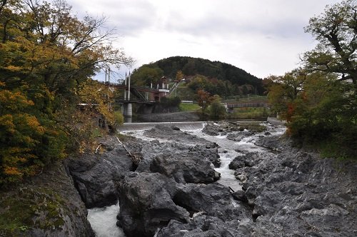 9月29日 滝上町 錦仙峡 芝ざくら滝上発電所の文字表示