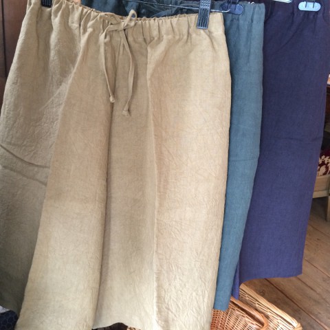 粋更天日干しリネンワイドキュロット入荷。