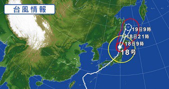 台風道内に上陸