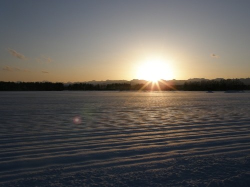 日高山脈のある風景・中札内村(4)~12月早い山脈の夕暮れ~