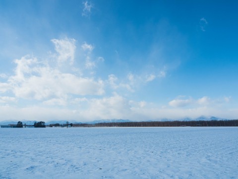 マイナス15℃の朝、快晴、雪雲は日高山脈がブロック!