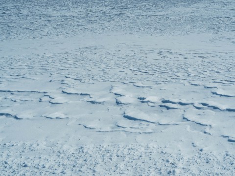 2月の農村風景～風が造る芸術作品と日高山脈～