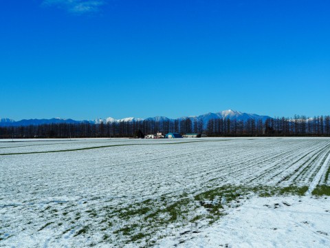 雪化粧の日高山脈～冬の晴天率の高さが移住の決め手!