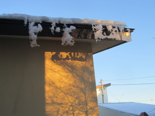 あらっ、おもしー　屋根氷