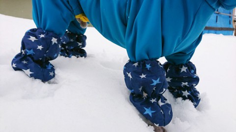 雪玉防止　レッグウォーマー　撥水生地　星柄