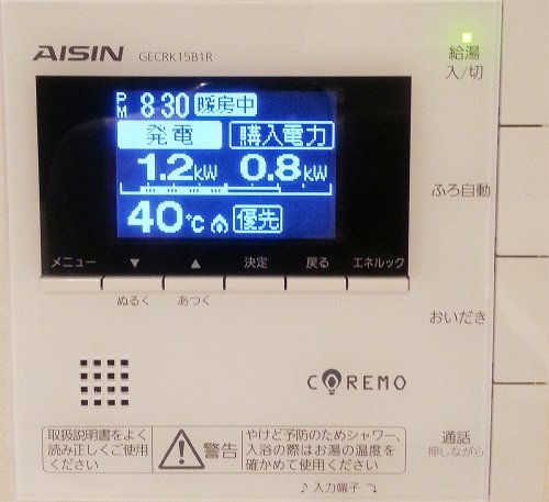 ガス発電システムコレモ1月の記録