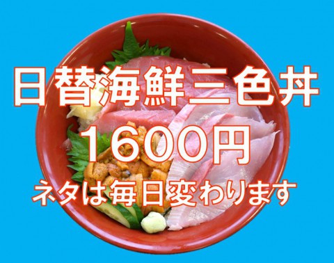 おすすめ握りは「こち」日替海鮮三食丼には「めじな(グレ)」