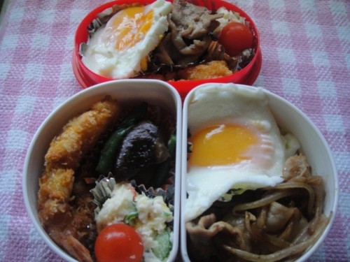 2人分のお弁当(´ー`)♪。