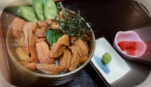 念願のあまやどりランチ ウ・ニ丼ドンb(≧δ≦)d