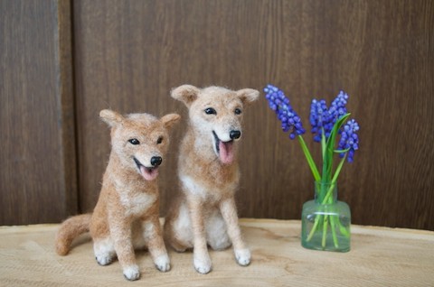 羊毛フェルトで雑種犬のふさ子さん