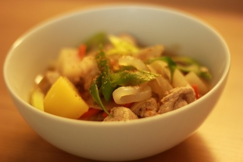 豚汁とかぼちゃサラダ