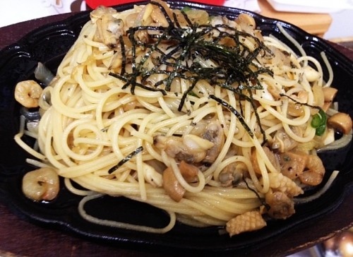 ♪鉄板パスタＭＥＮＵ！和風シーフードスパゲティー♪