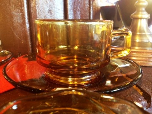 ♪昭和レトロ！琥珀色のコーヒーカップセット♪