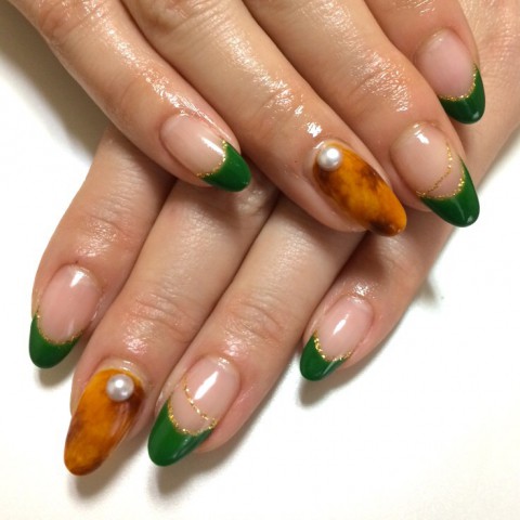 グリーン×べっ甲。