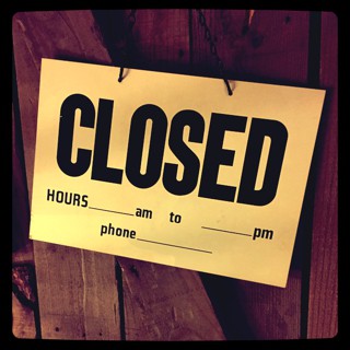 臨時休業のお知らせ。