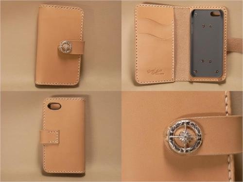 オーダーメイド　「ifone5」ケース　サドルレザー×シルバー925コンチョ