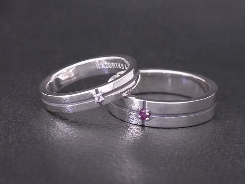 誕生石をセット ルビー&タンザナイト シルバー925 ペアリング