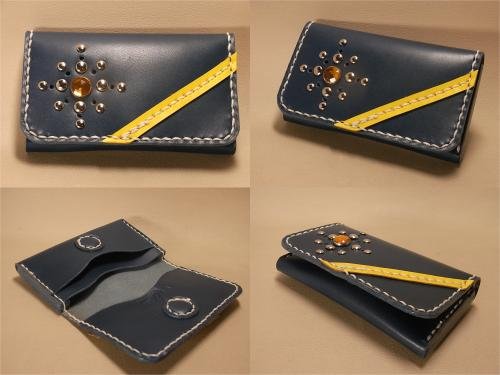 オーダーメイド　サドルレザー　スタッヅ　名刺入れ