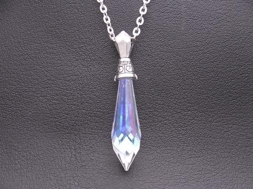 オーダーメイド　水晶×蓮の花　アイヌ模様ペンダント　シルバー925