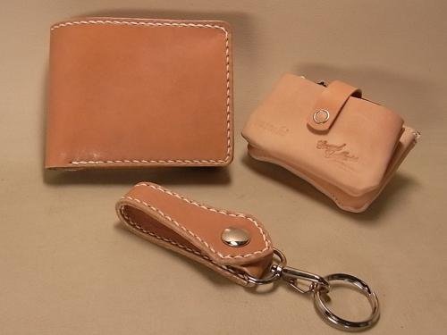 オーダーメイド ヌメ革 2つ折り財布&コインケース&キーフック
