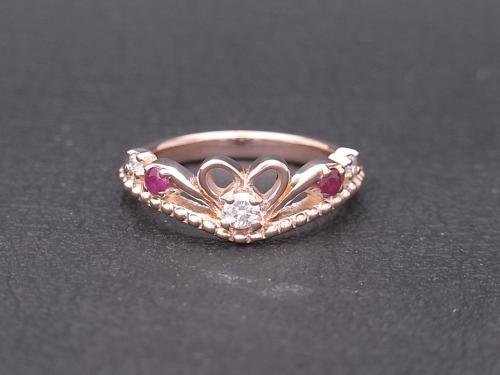 オーダーメイド ピンクゴールド婚約指輪 ダイヤモンド×ルビー