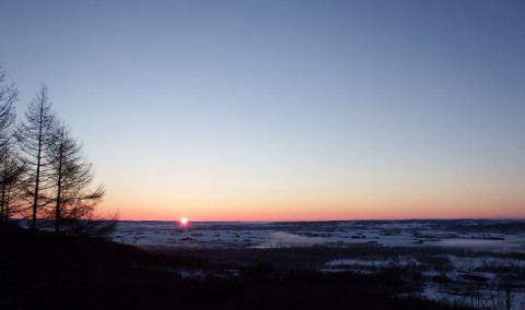 十勝が丘展望台から～日の出&川霧(けあらし・雲龍?)