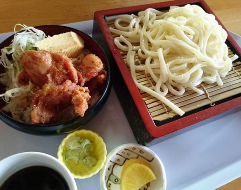 ざるうどんとミニザンギ丼セット/めしcafeピグレット